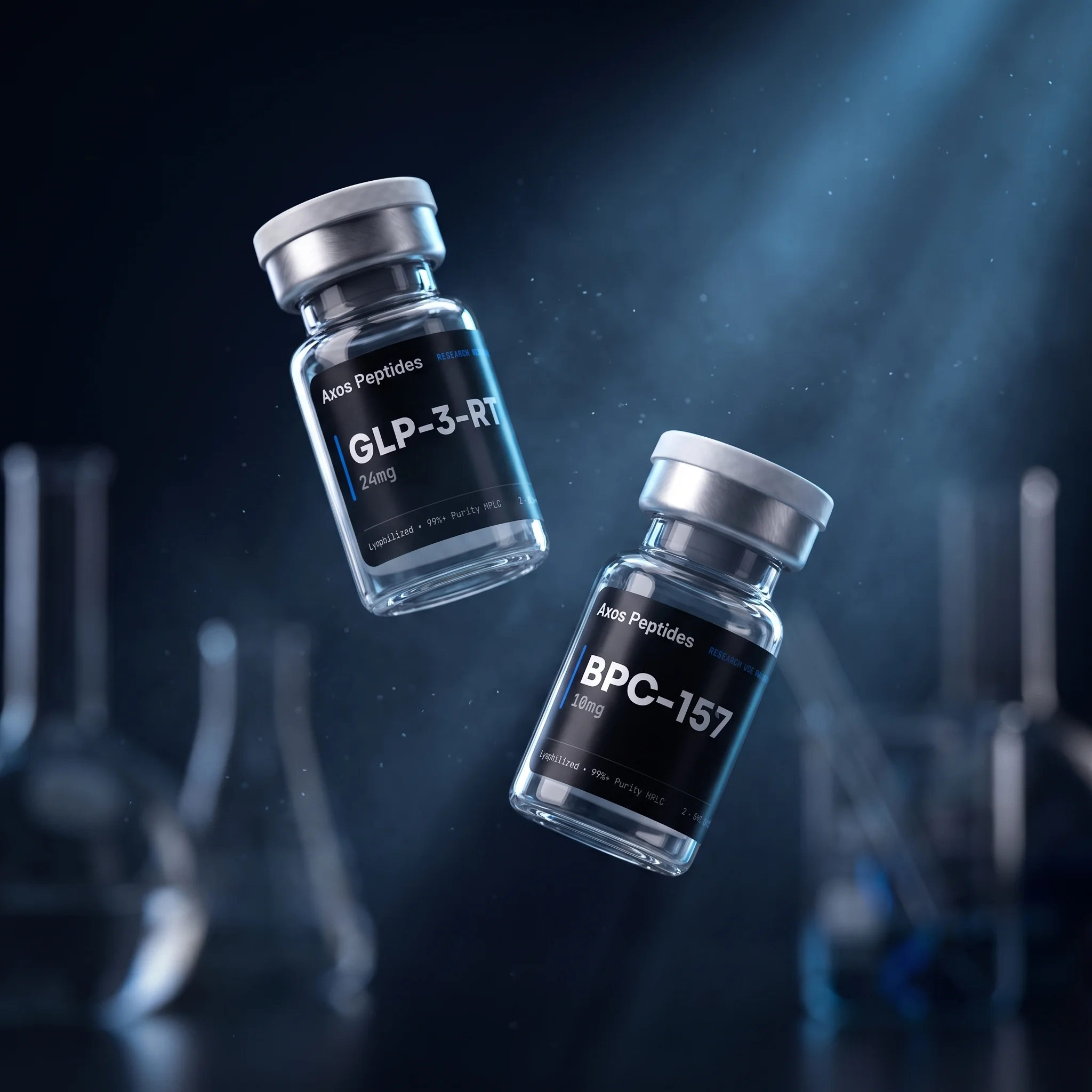 Research vials in a dark laboratory
